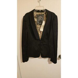 Guess Blazer Womens Large Black Stretch NWT Satin Latches Glam Sexy Bosslady Y2K
